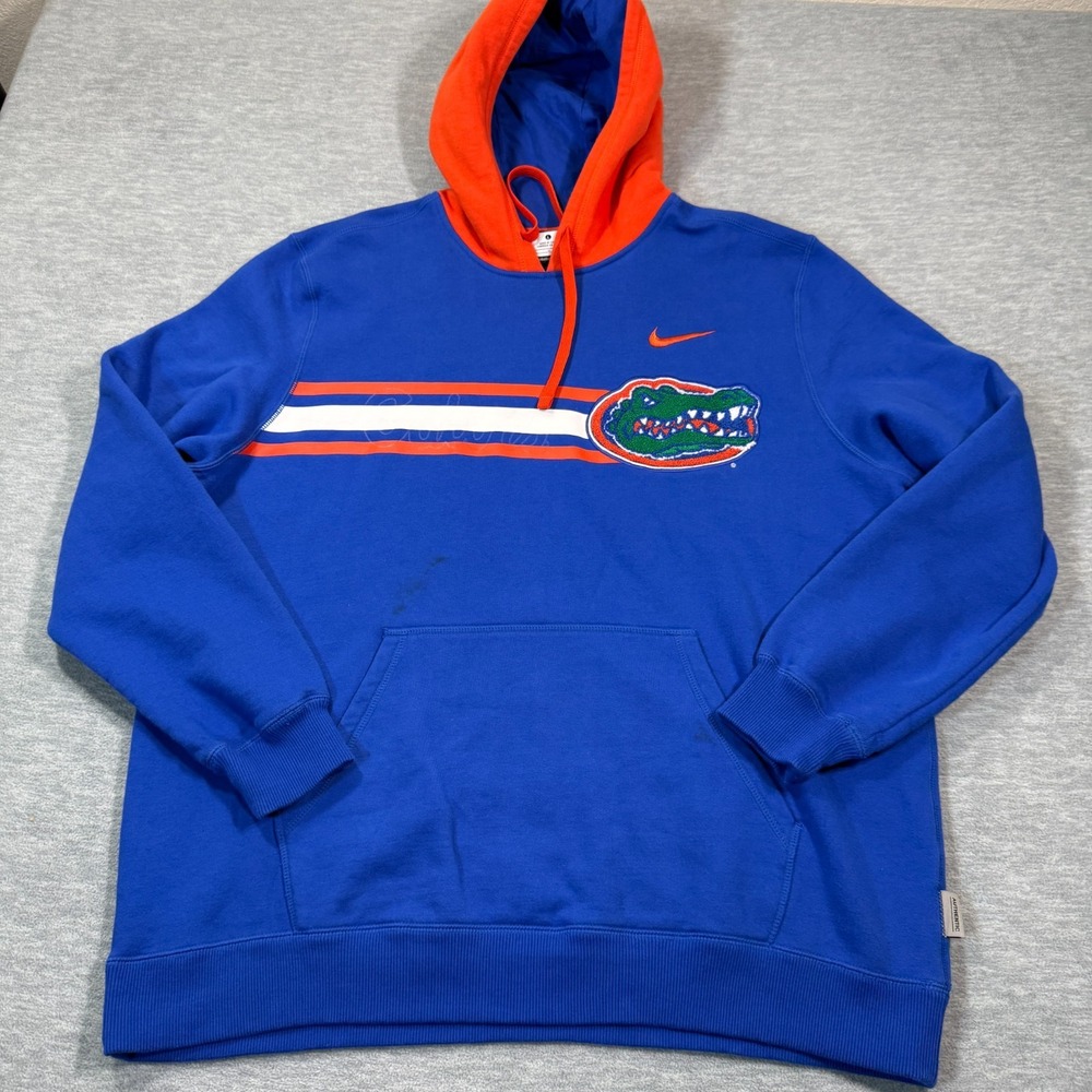 Nike‎ Hoodie Men L Blue Orange Florida Gators Pullover Embroidered Logo